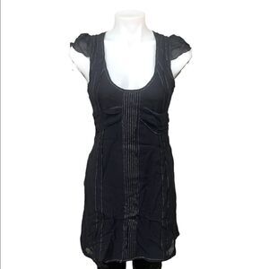 Rock & Republic Collection dress black 100% silk metallic thread detail mockbelt